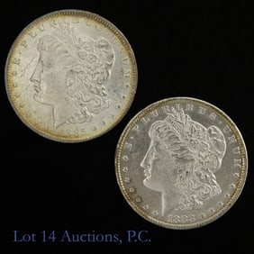 1883o & 1885o USA Silver Morgan $1s, 2