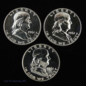 1961 (P) USA Silver Proof Franklin 50c (3)