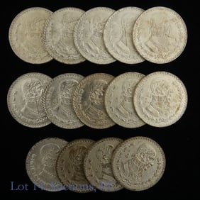1958 - 1966 Mexico 10%-Silver Peso Coins (14)