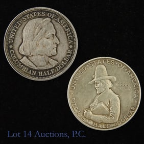 1892 & 1920 USA 90%-Silver Comm. 50c (2)