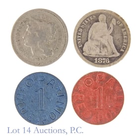 USA 1867 3-cent, 1876-CC Silv 10c & OPAs, 4