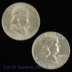 1951d & 1954 USA 90%-Silver Franklin 50c (2)