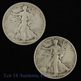 1935d & 1937s USA 90%-Silver W/L 50c (2)