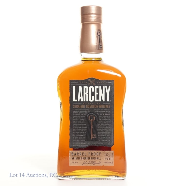 Larceny Barrel Proof Wheated Bourbon: Larceny Barrel Proof Wheated Bourbon, 125.1 Proof, 750 ml, Batch #C924.