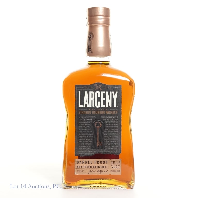 Larceny Barrel Proof Wheated Bourbon: Larceny Barrel Proof Wheated Bourbon, 125.1 Proof, 750 ml, Batch #C924.