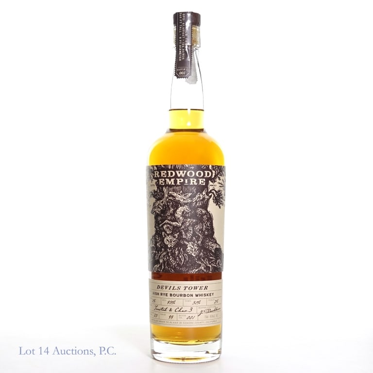 Redwood Empire Devils Tower High Rye Bourbon: Redwood Empire High Rye Bourbon Whiskey. Batch #1. 99 Proof, 750 ml.