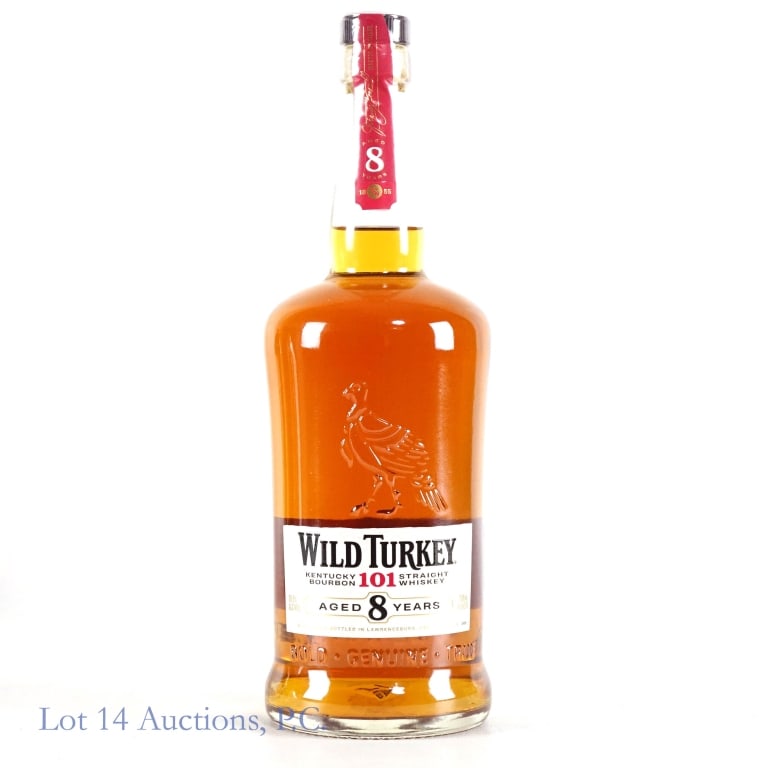 Wild Turkey 101 8 Yr. Bourbon: Wild Turkey 101 Kentucky Straight Bourbon Whiskey, aged 8 years. 750ml, 101 proof.