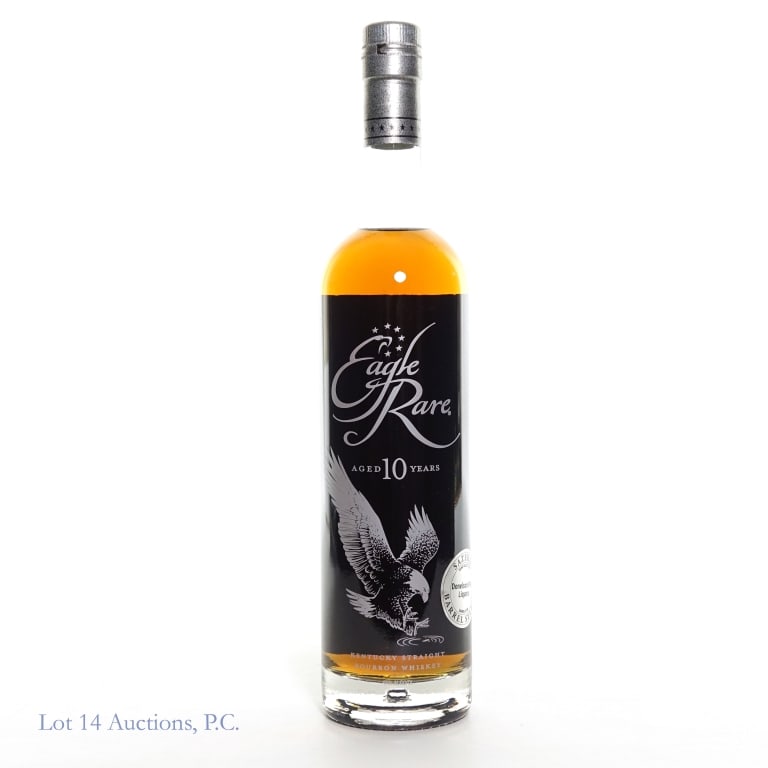 Eagle Rare 10 Yr Bourbon Sazerac Barrel Select: 2025 Eagle Rare Kentucky straight bourbon whiskey. 10 years. Sazerac Barrell Select, hand selected by Donelson Pike Liquors, Barrel #288. 45% ABV (90 proof). 750 ml. Buffalo Trace Distillery. Etch: L2
