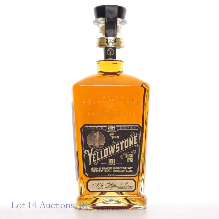 Yellowstone Ltd. Ed. 2024 Hand-Selected Whiskey: Yellowstone limited edition 2024 hand-selected Kentucky straight bourbon whiskey. 50.5% abv, 101 proof, 750 ml. Bottle No. 12229.