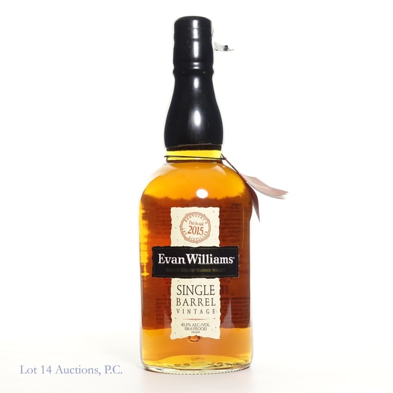 Evan Williams Single Barrel Vintage Bourbon 2024: Evan Williams Single Barrel Vintage Bourbon (2024), 86.6 Proof, 750 ml, Bottled: 2-29-24, Barreled: 1-6-15, Barrel #412.