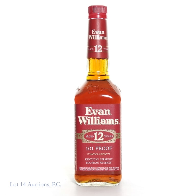 Evan Williams Bourbon (12 Yr - Japan Only): Evan Williams Kentucky straight bourbon whiskey. 12 years. 2019 per consigner. 101 proof. 750 ml. Available exclusively in Japan.
