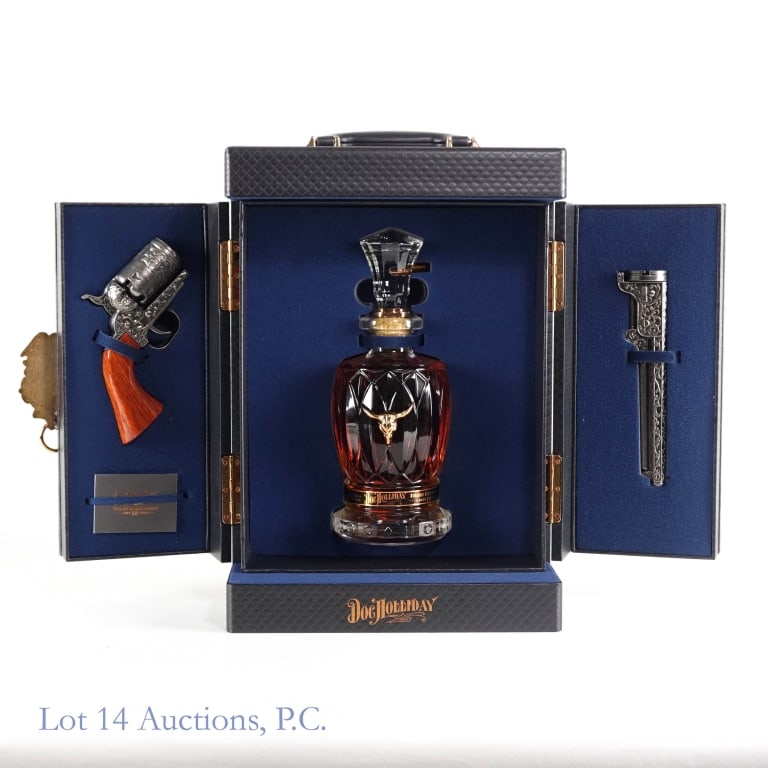 Doc Holliday 10 Year Special Edition Bourbon: Doc Holliday 10 Year Special Edition Bourbon Decanter, 96 Proof, 700 ml. Presentation case includes the crystal decanter, a revolver gun barrel piece, revolver cork handle