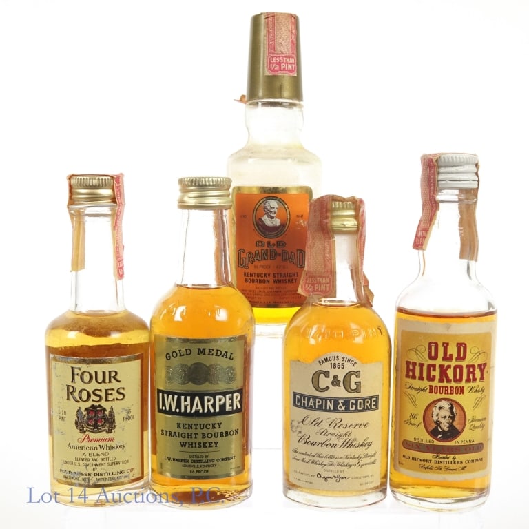 Five Whiskey Minis - Four Roses, C&G, OGD, IWH (1 of 2)