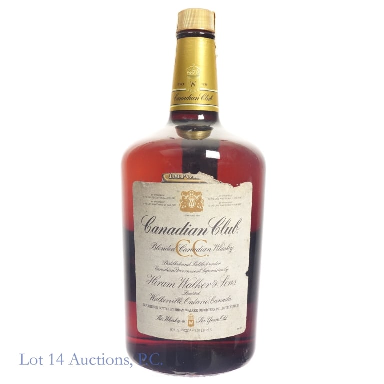 1980 Canadian Club Whisky 1.75L: 1980 Canadian Club Whisky, 1.75L. 80 proof. High fill.
