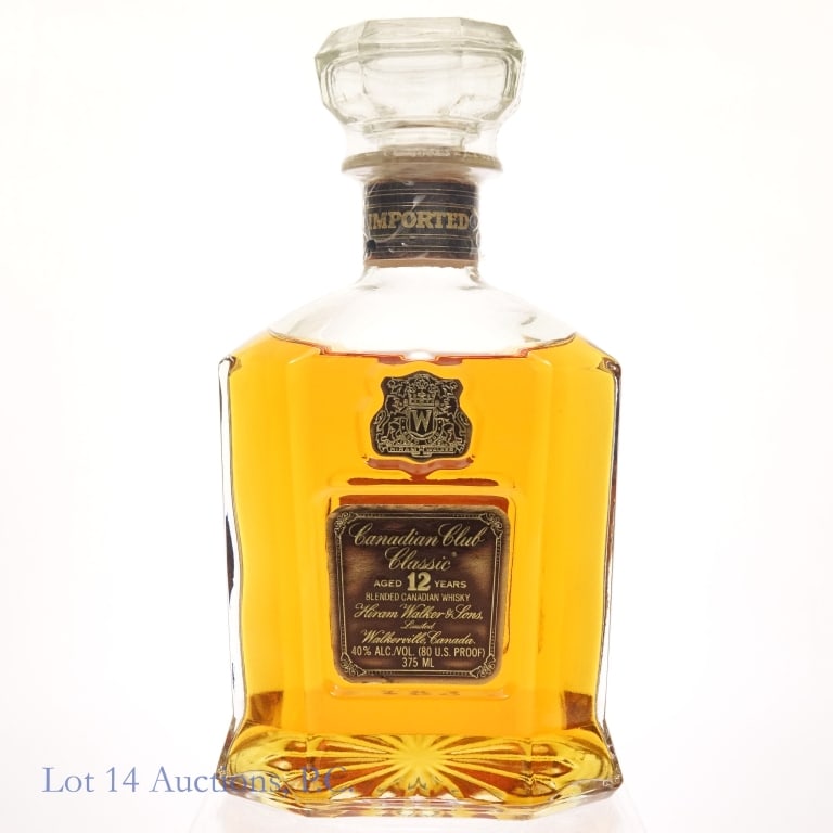 Canadian Club Classic 12 Year Old 375ml: Canadian Club Classic 12 year old 375ml, 80 proof. Sealed with cello. Mid shoulder fill.