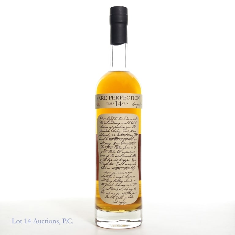 Rare Perfection 14 Year Canadian Whiskey: Rare Perfection 14 years old Canadian whiskey. Lot #24. 100.7 proof. 750ml.
