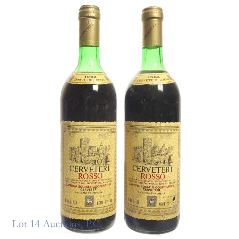 1982 Cerveteri Rosso (2): 2 bottles of 1982 Cantina Sociale Cooperativa Cerveteri Rosso. 12% ABV, 750ml.