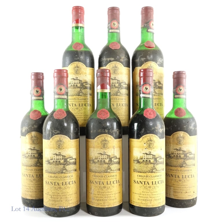 1974 Santa Lucia Chianti Classico (8): Eight (8) bottles of 1974 Pierluigi Branca & C. Santa Lucia Chianti Classico. 12.5% ABV, 1 Pint.