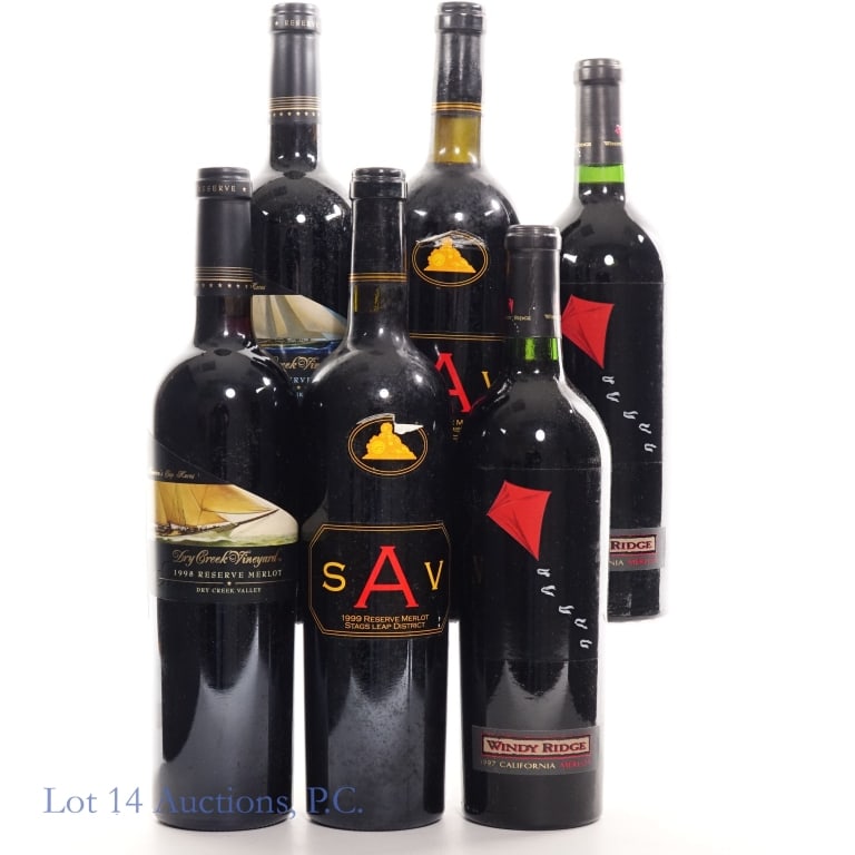 Dry Creek, S. Anderson & Windy Ridge Merlot (6): One (1) bottle 1997 Dry Creek Vineyard Reserve Merlot, Sonoma County, 14.5% ABV, 750ml ****** One (1) bottle 1998 Dry Creek Vineyard Reserve Merlot, Sonoma County, 13.5% ABV, 750ml