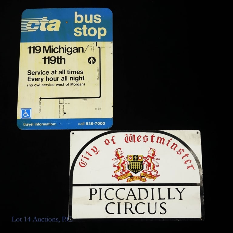 Chicago CTA & London Piccadilly Circus Metal Signs (1 of 4)