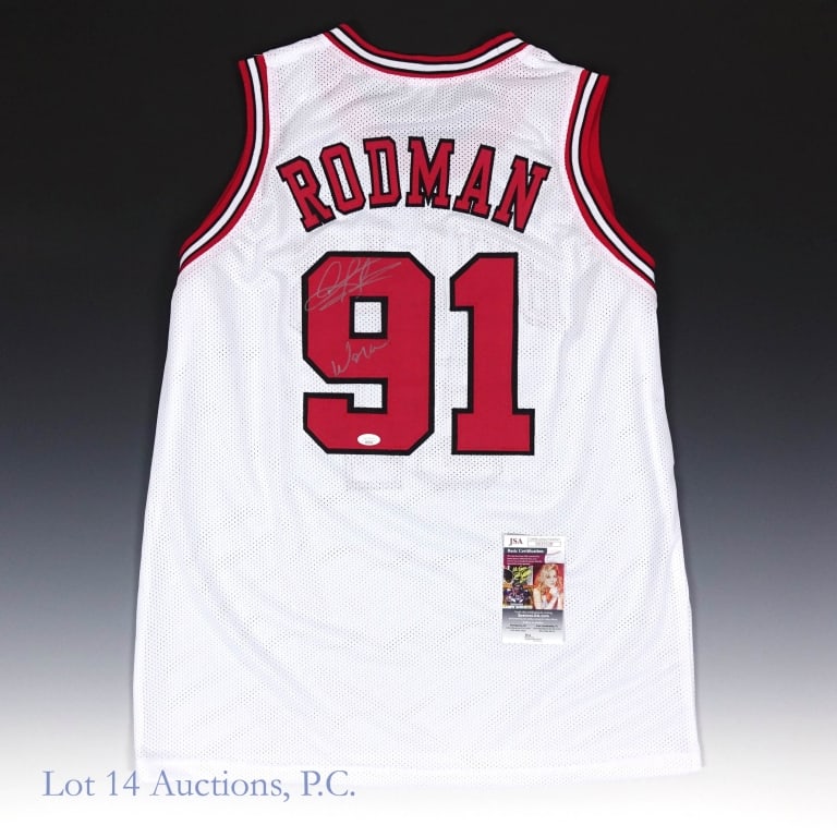 Dennis Rodman Signed Bulls Style Jersey (JSA) (1 of 3)