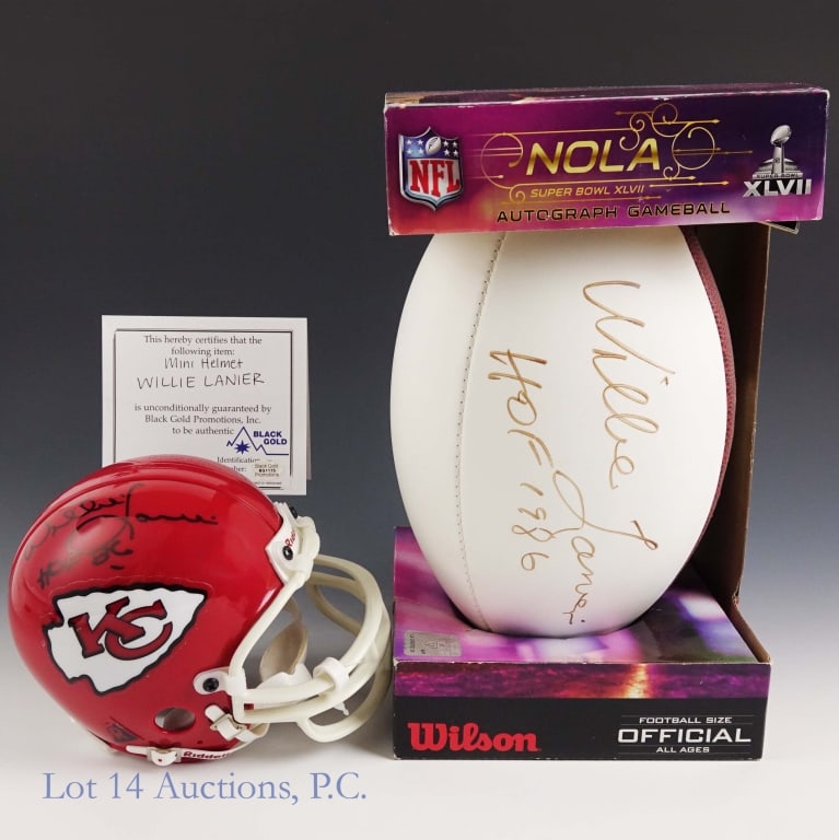 Willie Lanier Signed Football & Mini Helmet COA (1 of 9)