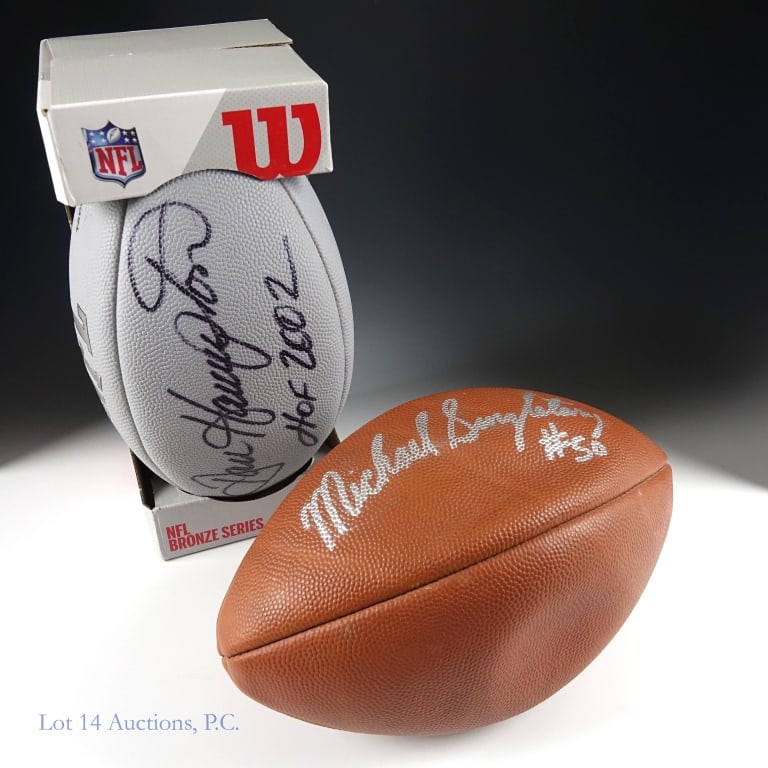 Dan Hampton (COA) & M. Singletary Signed Footballs (1 of 5)