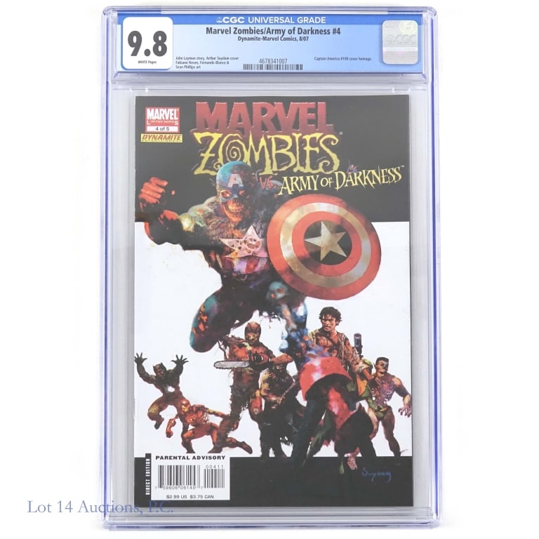 Marvel Zombies / Army of Darkness #4, CGC 9.8: Marvel Zombies / Army of Darkness #4, CGC 9.8. A graded Marvel Zombies vs. Army of Darkness #4. 9.8 CGC. Case appears unharmed. See photos for more details on condition and contents.