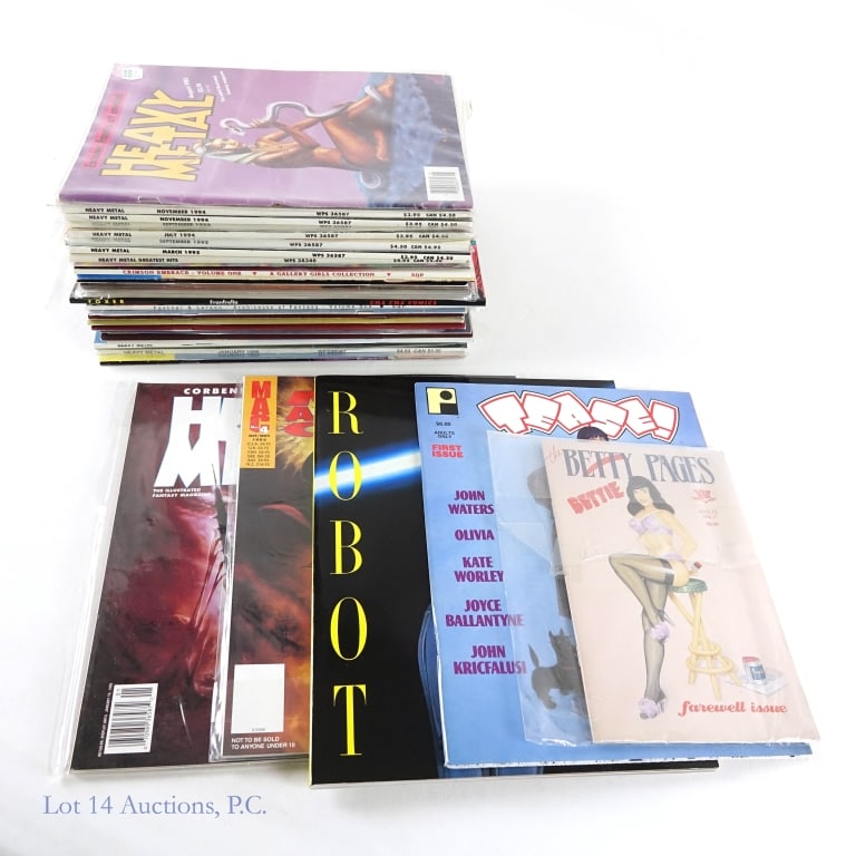 XXX Comics, Tease!, Heavy Metal, Etc. (+30).: XXX Comics, Tease!, Heavy Metal, Etc. (+30). ADULT ONLY, 18 AND OVER, XXX, PORNOGRAPHY. Collection of an over 30 ADULT themed magazine sized comic books, comic magazines and art books. This