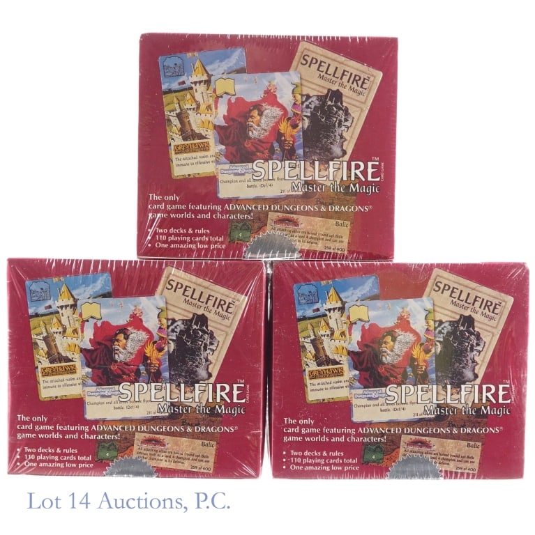 Spellfire 1st Edition 6x110 Cards Sealed Boxes (3): Three (3) sealed boxes of TSR Spellfire: Master Of The Magic 1st Edition card game. 6 double - deck sets per box. Each set contains 110 cards and rules.