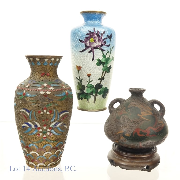 Three Miniature East Asian Cloisonne Vases (1 of 13)