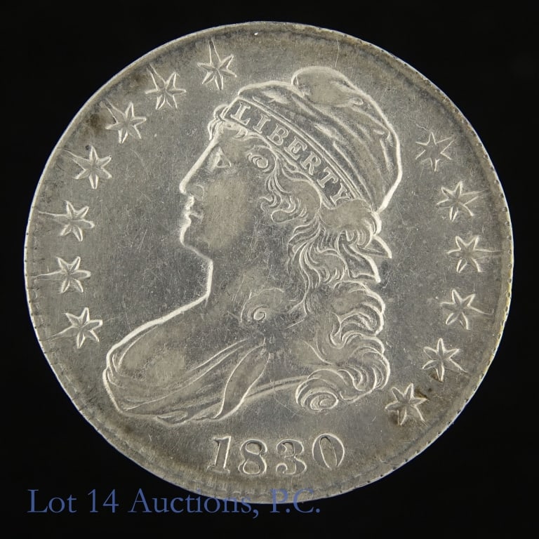 1830 (P) USA Silver Capped Bust Half Dollar (XF+) (1 of 2)