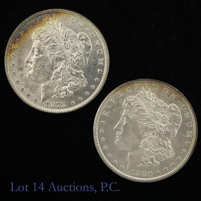 1878p & 1880s USA Silver Morgan $1s (MS63), 2 (1 of 2)