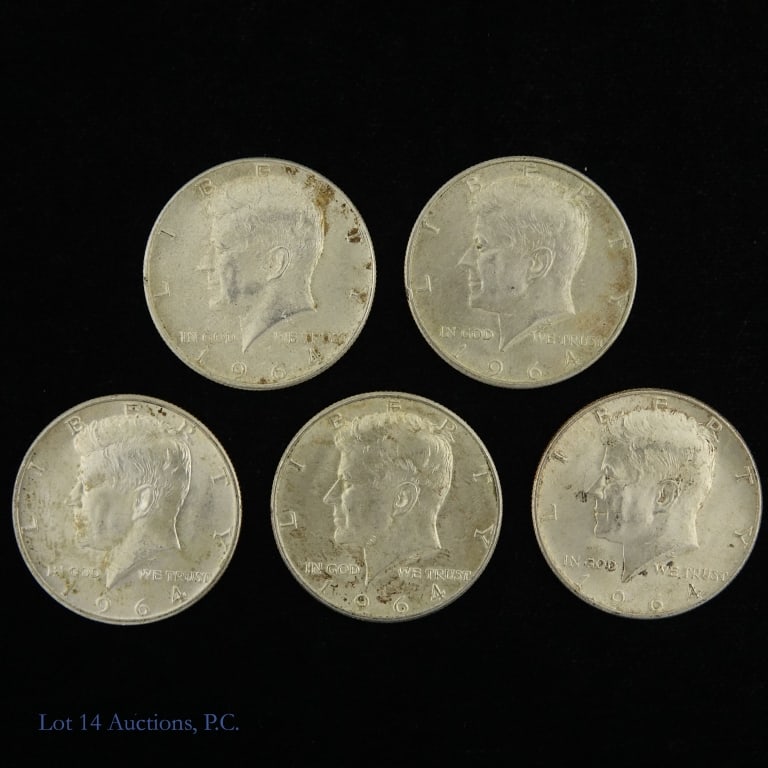 1964 USA 90%-Silver Kennedy 50c (ASW 1.8 Ozt), 5 (1 of 2)