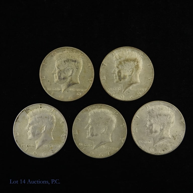 1965-'69 USA 40%-Silv Kennedy 50c (ASW 0.7 Oz), 5 (1 of 2)