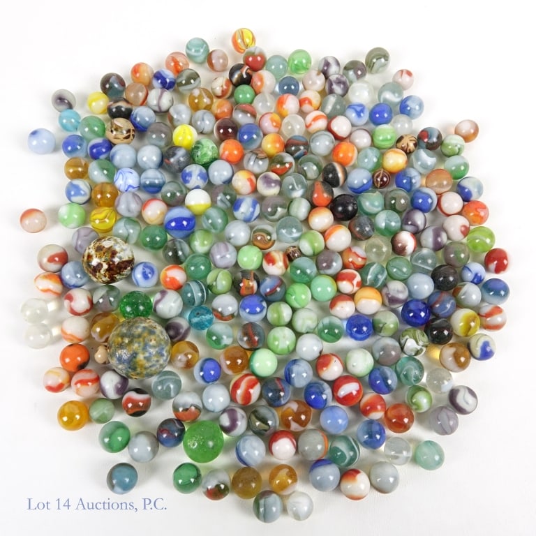 Tin Confectionary Box of Vintage Marbles (1 of 3)