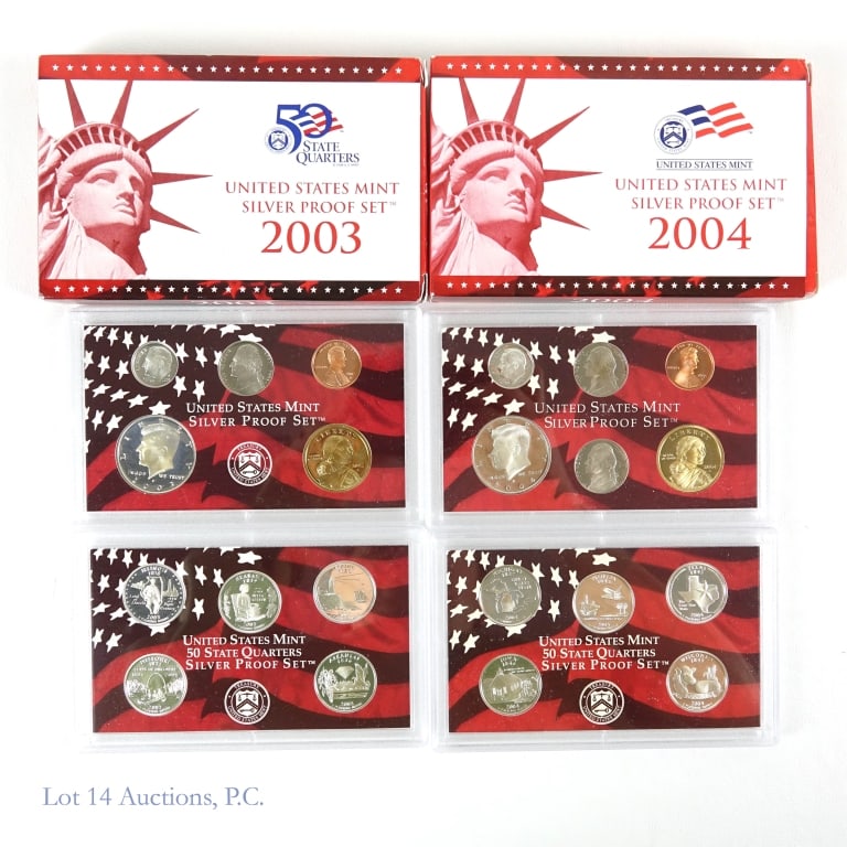 2003s & 2004s U.S. Mint 90%-Silver Proof Sets (2) - 2