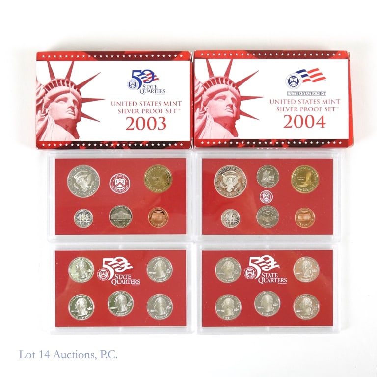 2003s & 2004s U.S. Mint 90%-Silver Proof Sets (2) - 3