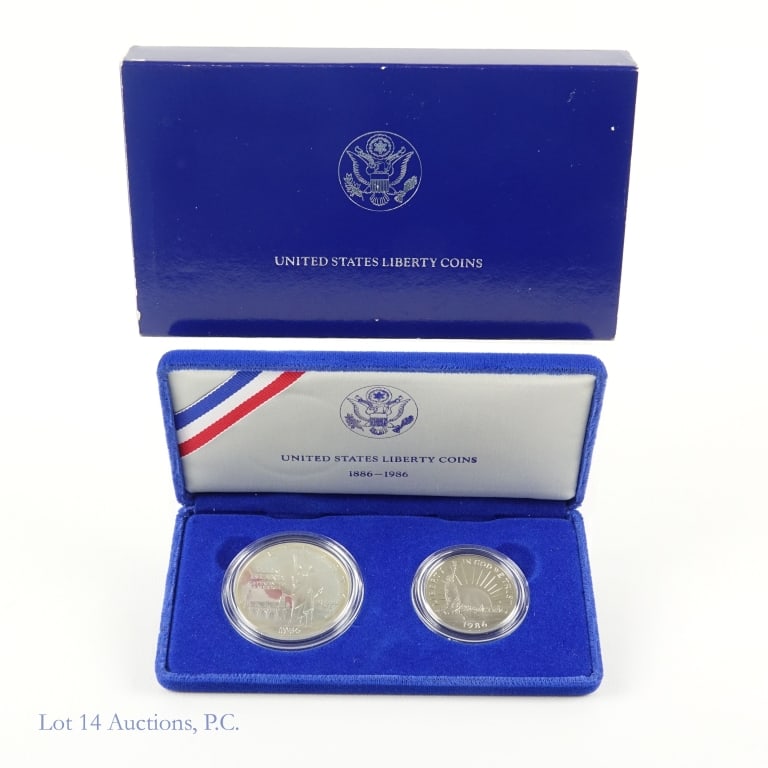1986-S USA Silver Proof Liberty Comm. 2-Coin Set (1 of 4)