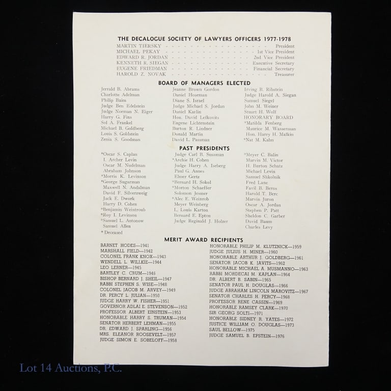 Simon Wiesenthal Signed Lawyers Program - 2