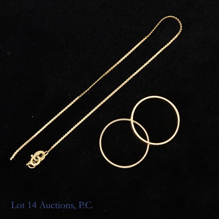14k Y Gold Rings Pair (+1 Broken 14k Necklace) (1 of 5)
