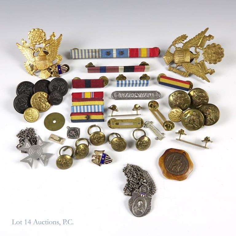 WWII Buttons, Hat Pins, Ribbons, More (1 of 3)