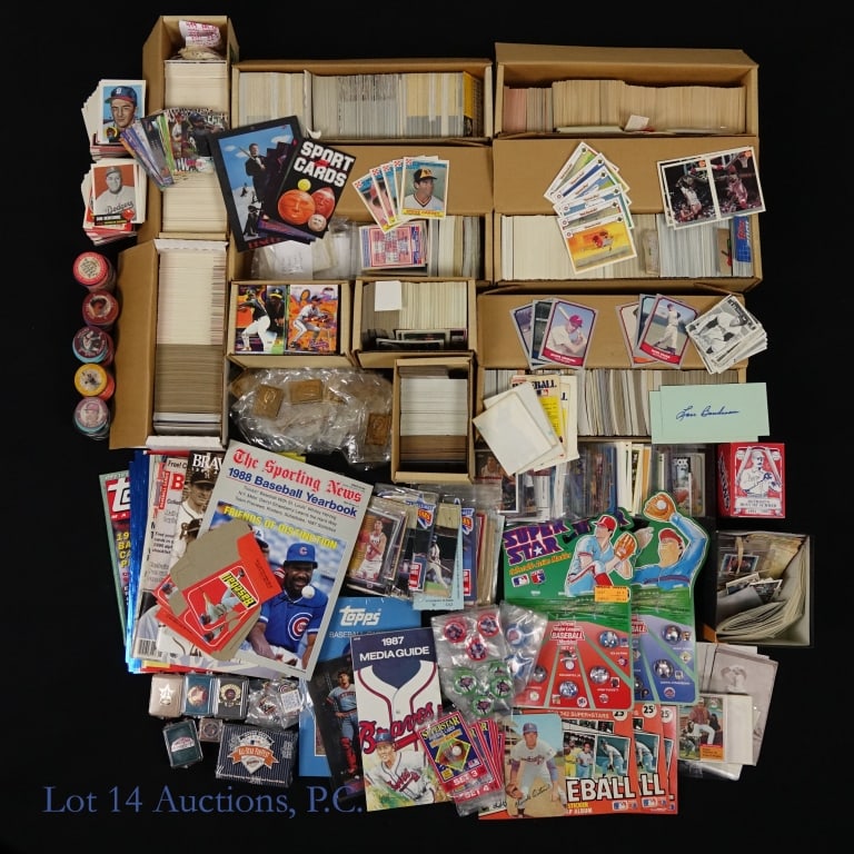 Baseball Cards & Other Memorabilia: Collection of baseball cards, some dating to the 1960s, 1970s and 1980s. Includes: Partial set of the 1976 SSPC baseball card set ** Partial set of the 1969 Topps deckle edge baseball cards (missing s