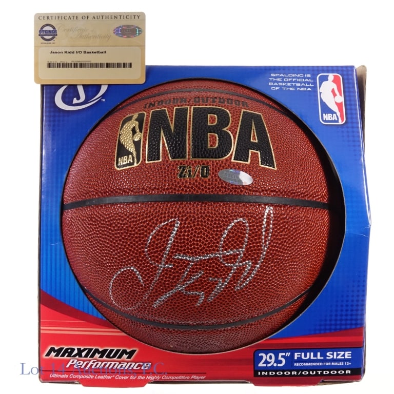 Jason Kidd Signed Spalding NBA Basketball, Steiner: Jason Kidd signed Spalding NBA basketball. Steiner COA.
