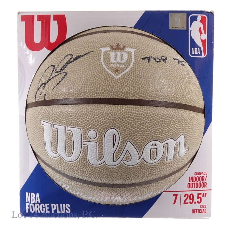 Ray Allen Signed Wilson Forge Basketball, Beckett: Ray Allen signed Wilson Forge Series NBA basketball, with "Top 75" inscription. Beckett Witnessed on 10/26/23 in Miami, FL. Beckett COA #1W059504.