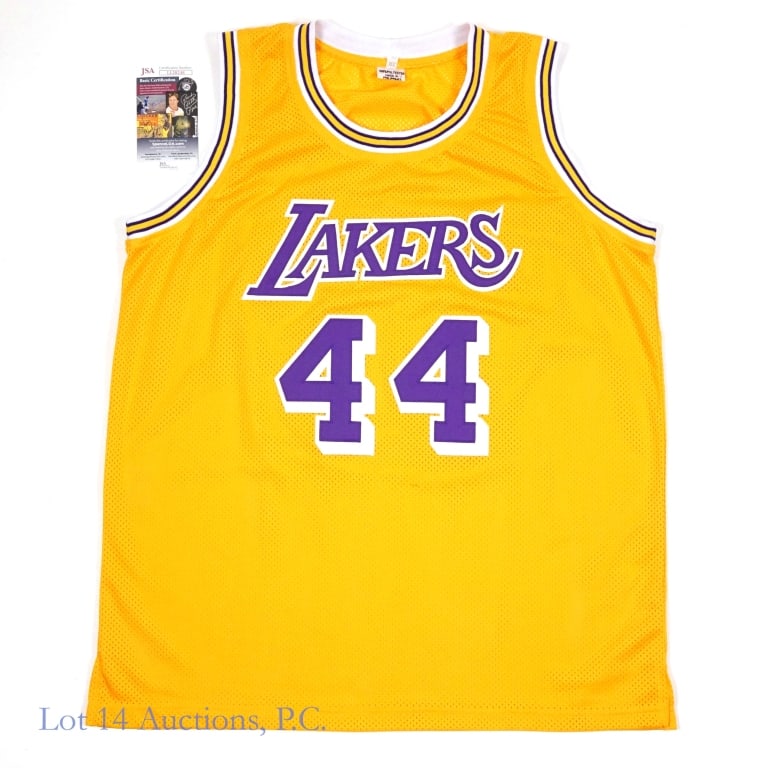 Jerry West Signed Lakers Style Jersey, JSA: Jerry West signed Lakers style jersey with inscription. JSA COA #LL20248.