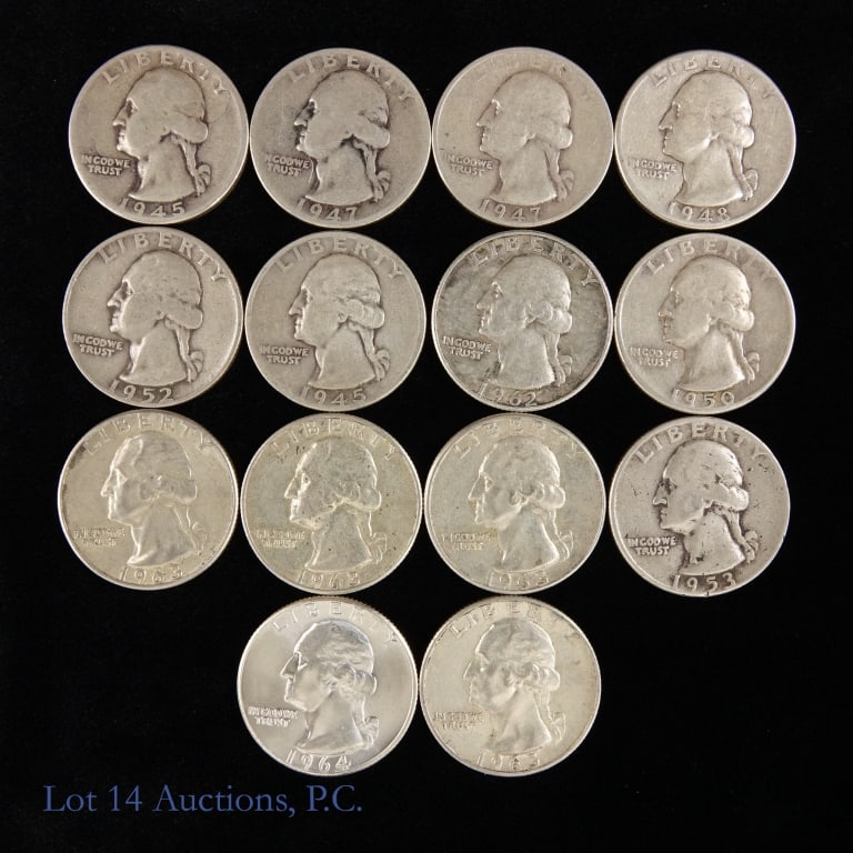 USA 90%-Silver Washington 25c (ASW 2.5 Ozt.), 14 (1 of 2)