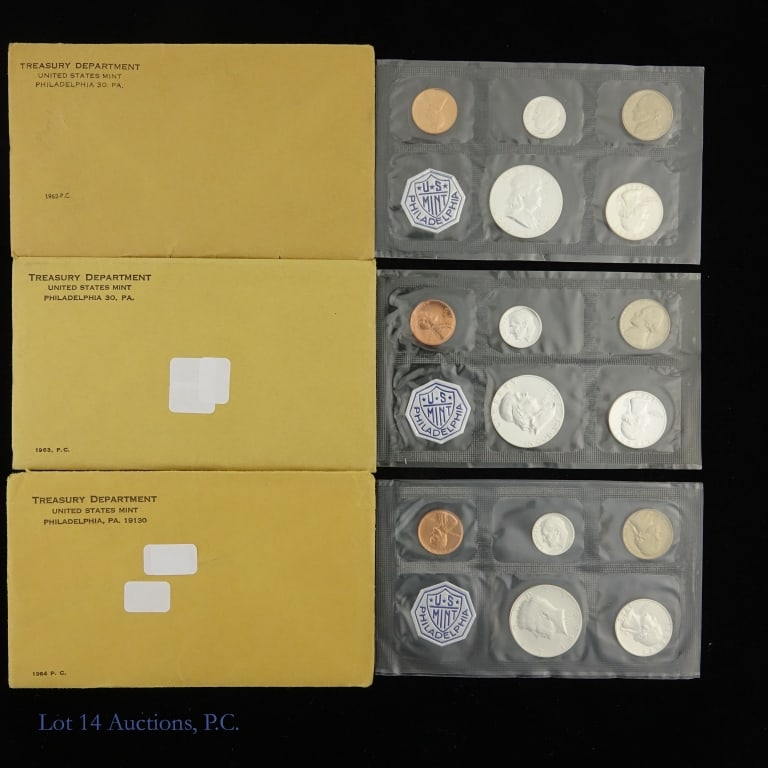 1962 - 1964 USA 90%-Silv. 5-Coin Proof Sets OGP, 3 (1 of 4)