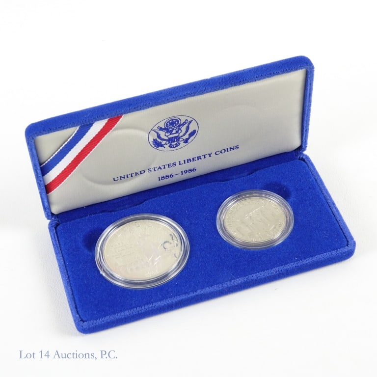 1986-S USA Silver Proof Liberty Comm. 2-Coin Set (1 of 3)