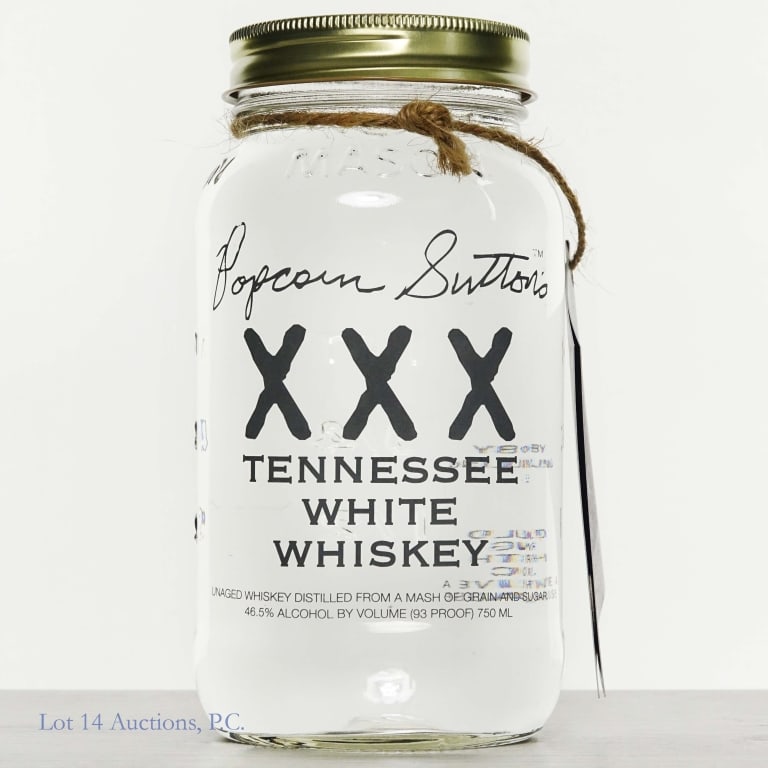 Popcorn Sutton's XXX Tennessee White Whiskey: Popcorn Sutton's XXX Tennessee White Whiskey, 93 Proof, 750 ml.